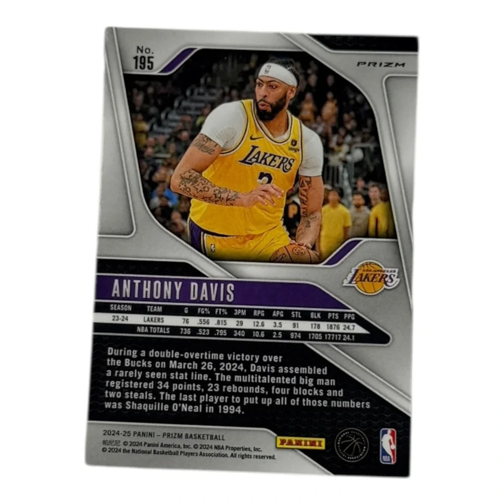 2024-25 Panini Prizm Anthony Davis Pink Ice Prizm Refractor #195 Lakers NBA Card